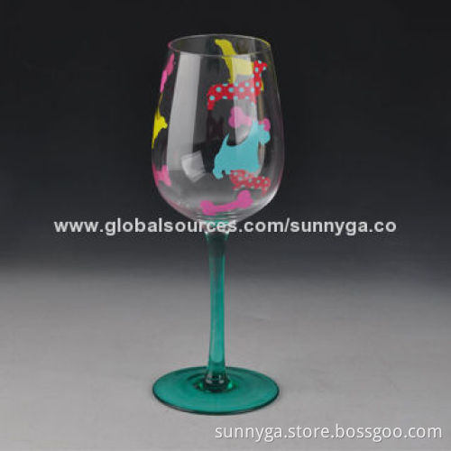 New Arrival Hand Paint Wine Glass with 400mL Capacity, 65mm Top Diameter